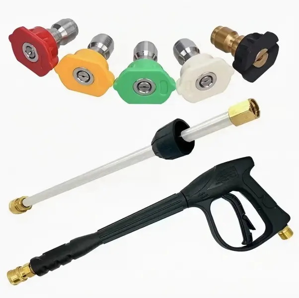 Leakproof High Pressure Washer Spray Gun Set - Car Care Tools with Extension Wand, 5 Quick Connect Nozzles, Car Washing Supplies for Fences, Gardens, Manual Accessory for High-Area Cleaning Tasks
