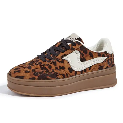 LUCKY STEP Women's Fashion Suede Platform Chunky Sports Shoes - Low Top Casual Sneakers with Thick Rubber Gum Sole, Women's Shoes for Back to School, Daily Errands
