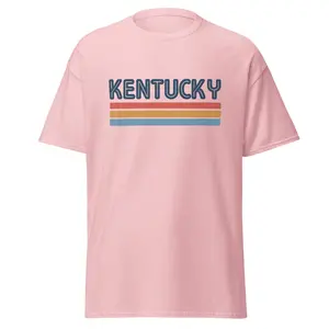 Women's Kentucky Cotton T-Shirt - Streetwear Aesthetics Traditional Everyday Piece, Vintage Retro Sunset Stripe Design, Cuffed Sleeves, Premium Aesthetic Fabric