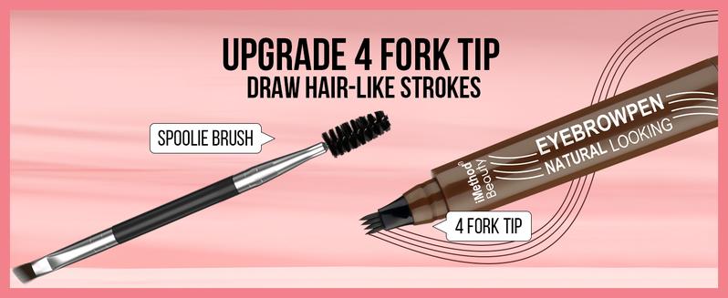 iMethod Microblading Eyebrow Pen - Eyebrow Pencil Magical Upgraded Eye Brow Pencils for Women with 4 Fork Tip & Spoolie Brush for Natural-Looking Hair-Like Defined Brows, Last All-Day Makeup Cosmetic