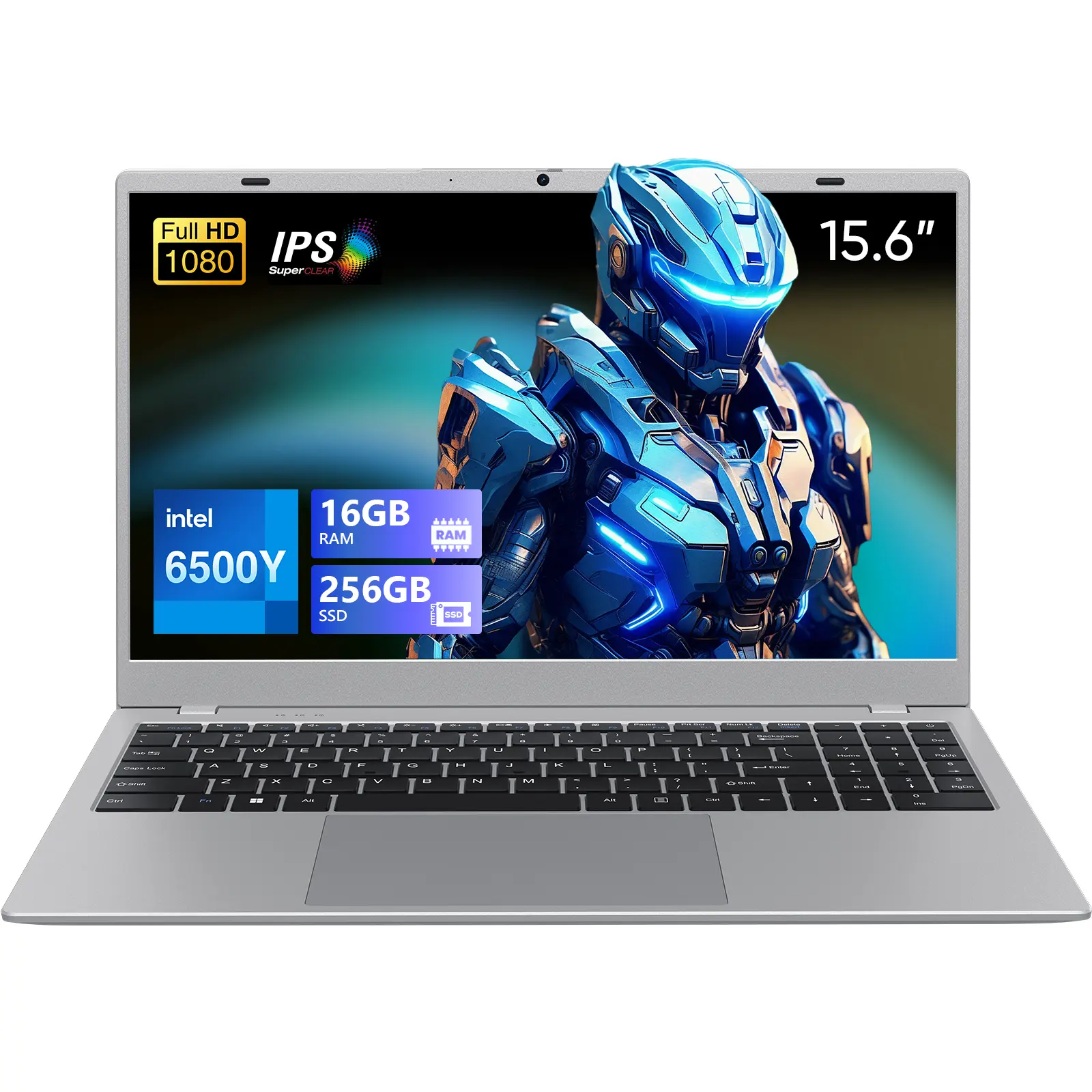 15.6" Lightweight Student Laptop, Intel 6500Y Processor, 16GB RAM, 256GB SSD, 1920x1080 FHD IPS Display, Webcam, WiFi, Long Battery Life for College Zoom Classes & Home Work
