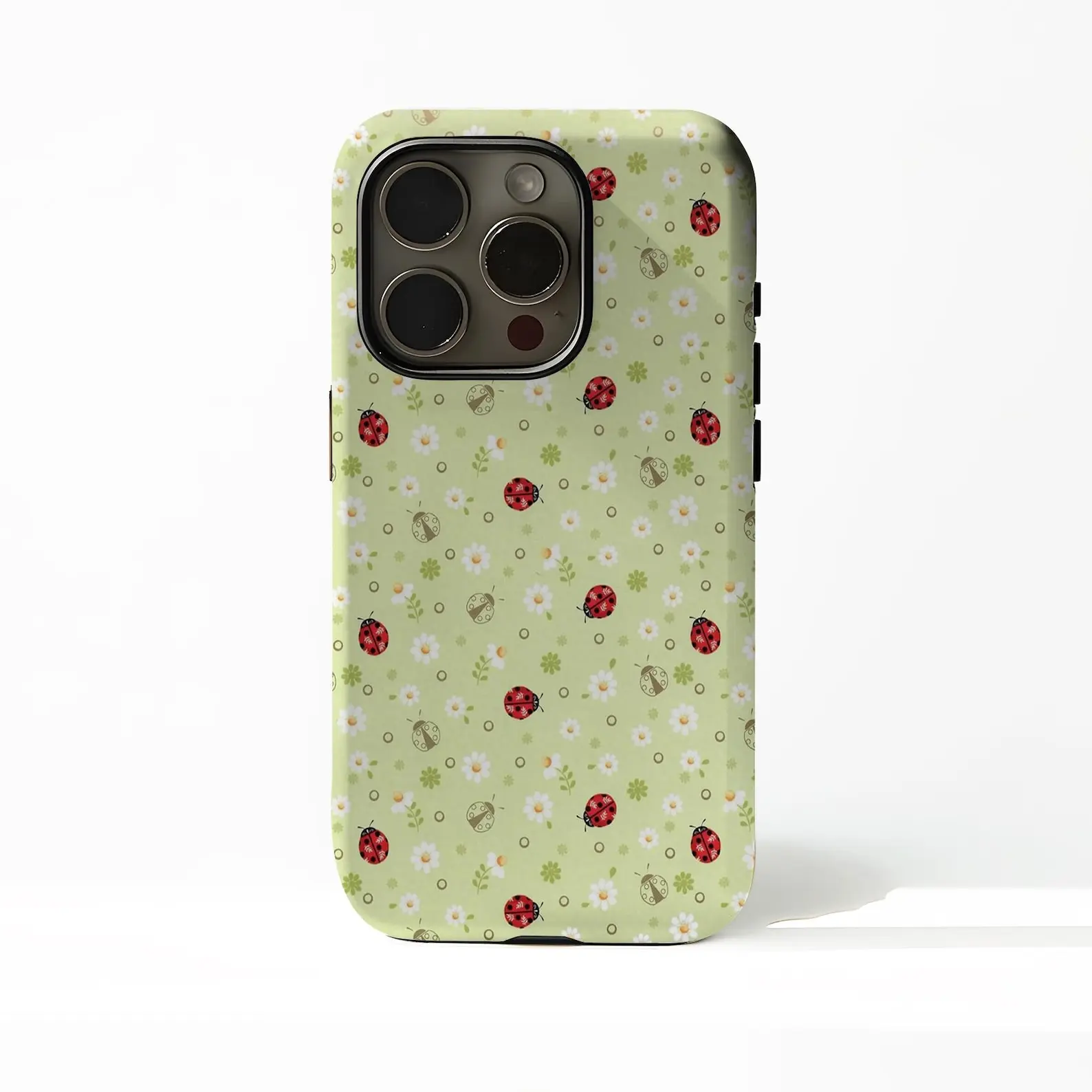 Retro Cottagecore Ladybug Polka Dot UV-Bright Polycarbonate Phone Case - Durable, Shockproof, Lightweight, Slim Fit Hybrid Casing with Camera Protection for iPhone 11/12/13/14/14 Plus/15/16/17 Pro Max (Insects Themed Phone Aesthetic Accessory)