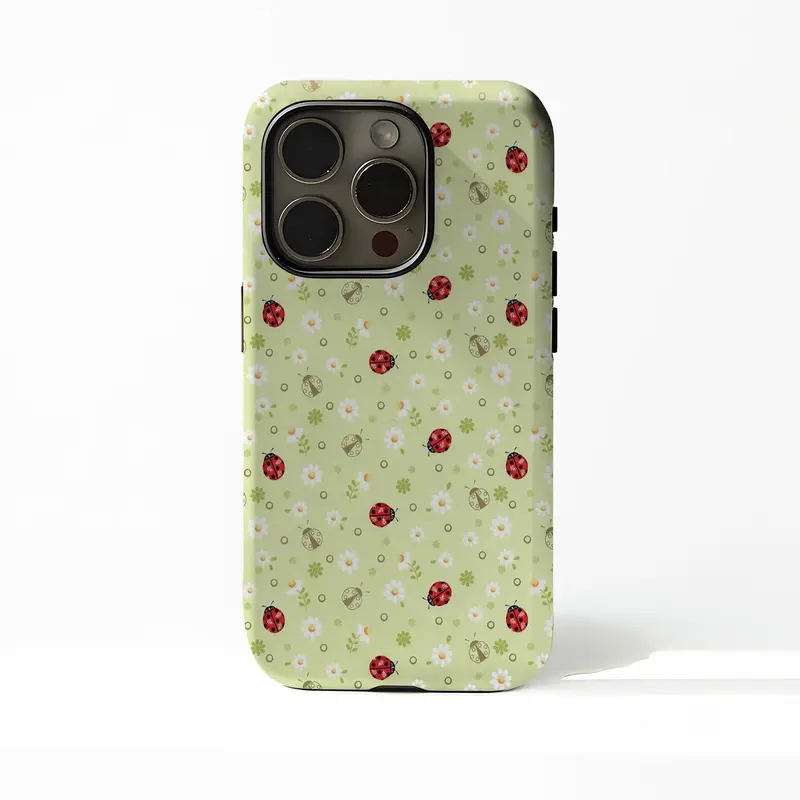 Ladybug Polka Dot Durable iPhone Casing - Retro Cottagecore, Shockproof Crash-Proof Polycarbonate, Matte/Glossy Option, Camera Protection, for iPhone 17/16/16 Plus/15/14/13/12/11 Pro Max, Cellphone Smartphone Accessory for Everyday Users