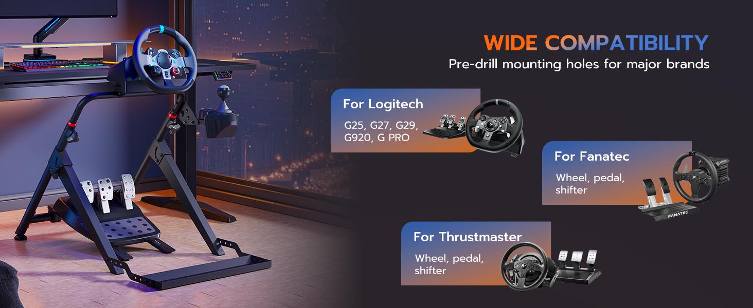 ARES WING Foldable Sim Racing Wheel Stand with Chair Fixing Slot, Formula and GT Racing Simulator Cockpit Compatible with Fanatec, Thrustmaster, Logitech, Moza, Racing Games on PS5, PS4, Xbox and PC