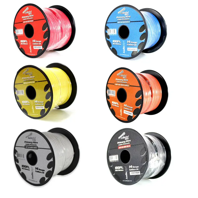 6 Rolls 14 GA 100 ft Stranded Spools of CCA Primary Power Ground Speaker Wire Cable