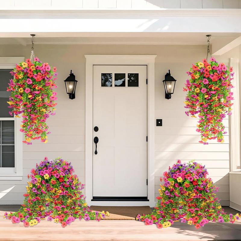 8 PCS Faux Silk Daisy with Eucalyptus Leaves, Artificial Fake Hanging Flowers Plants for Outdoor Autumn Decoration,UV Resistant Look Real Long Trailing Vines for Outside Home Indoor Planter Porch Patio Balcony Yard Decor