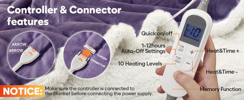 【Black Friday】DOWNCOOL Wearable Electric Heated Blanket with Sleeves & Hood & Foot Pockets Flannel Sherpa Blanket for Adults Heated Blanket with 1-12 Hours Auto-off & 10 Heat Settings 50x70 Inch electric heating for Bedroom Home 【Black Friday】DOWNCOOL Wearable Electric Heated Blanket with Sleeves & Hood & Foot Pockets Flannel Sherpa Blanket for Adults Heated Blanket with 1-12 Hours Auto-off & 10 Heat Settings 50x70 Inch electric heating for Bedroom Home