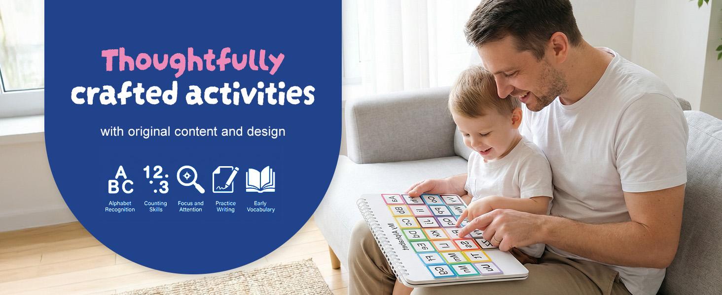 Montessori Busy Book 30 Themes for Kids, Interactive Learning Activities, Bilingual Toddler Markers, Travel-Friendly Busy Board, Ideal Gift for Preschool Kids, Teaching & Painting Supplies, Easter Gifts Easter Basket Stuffers