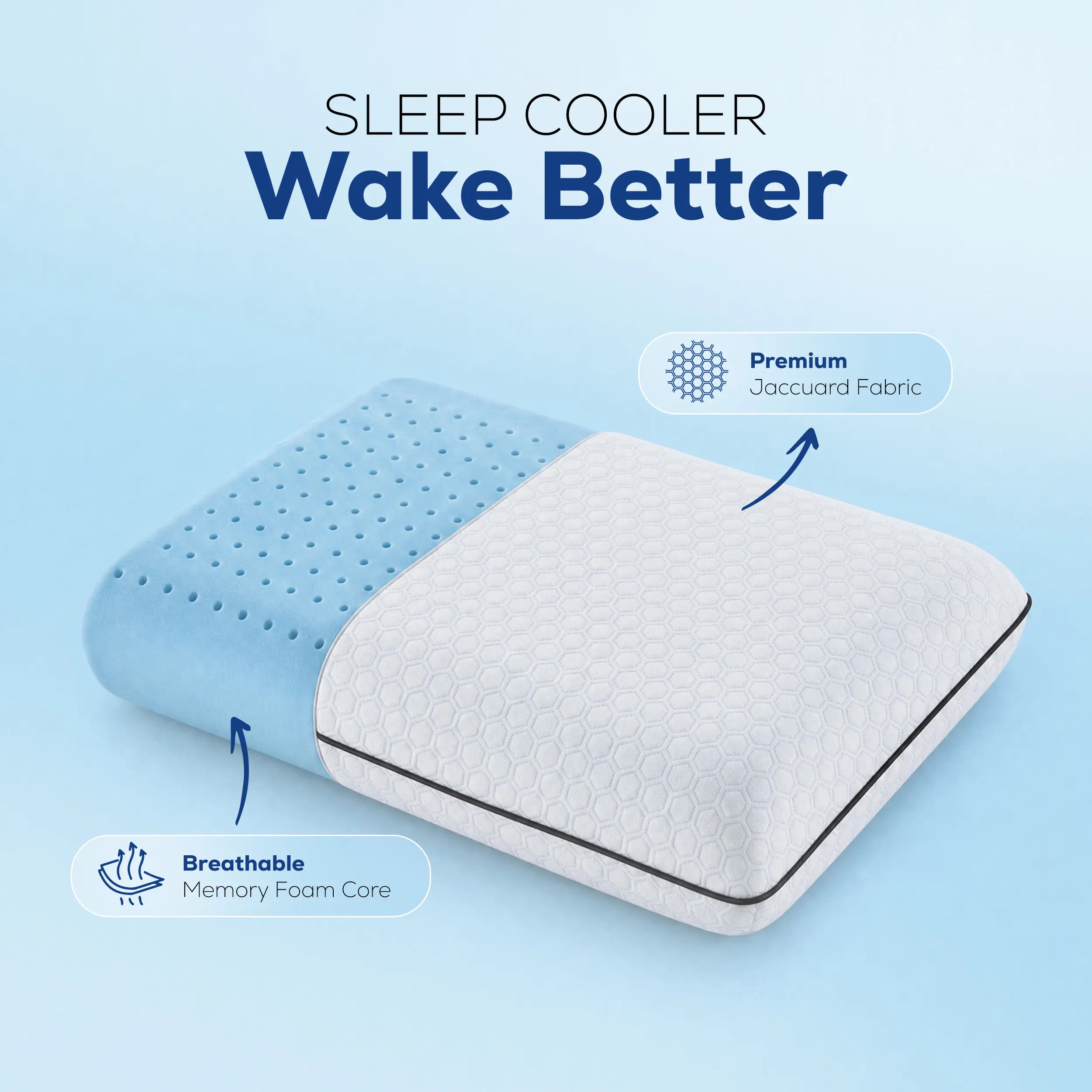 Utopia Bedding Standard Size Cooling Memory Foam Pillow (1 Pack) - Breathable Perforated Airflow Pillow, Cooling Support Hot Sleeper Aid, Ergonomic Support, Machine Washable Cover