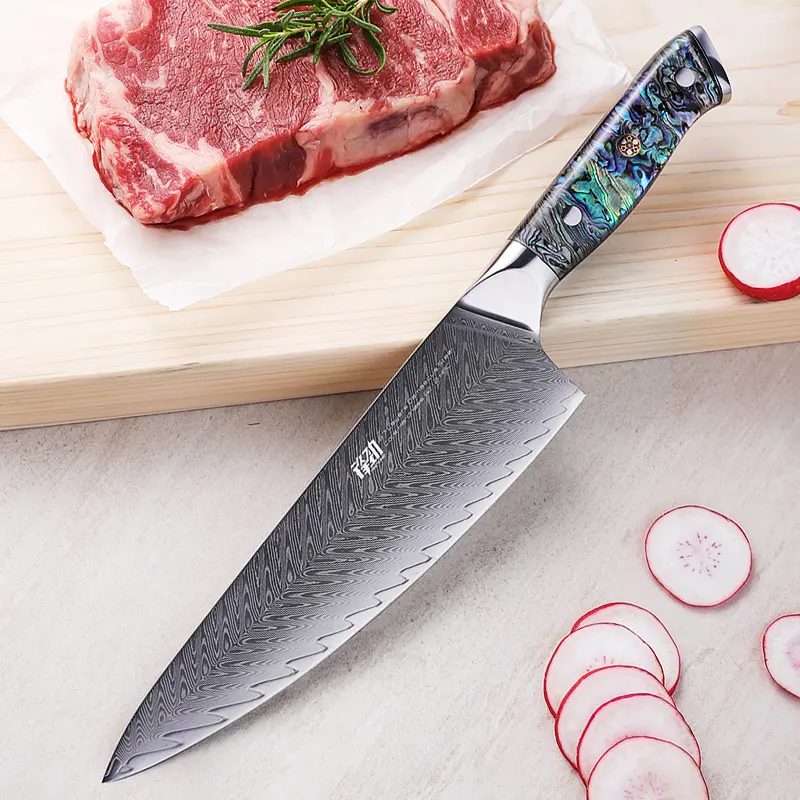 Damascus Steel Chef Knife, 8 Inch Professional Kitchen Knife, Japanese Gyuto Chef Knife, Multipurpose Cooking Knife For Meat, Sashimi And Vegetables
