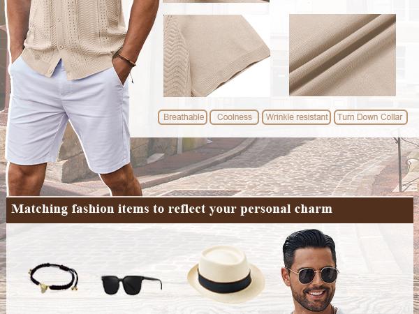 COOFANDY Mens Knit Button Down Shirt Short Sleeve Summer Casual Shirts Vintage Beach Vacation Shirts COOFANDY Mens Knit Button Down Shirt Short Sleeve Summer Casual Shirts Vintage Beach Vacation Shirts