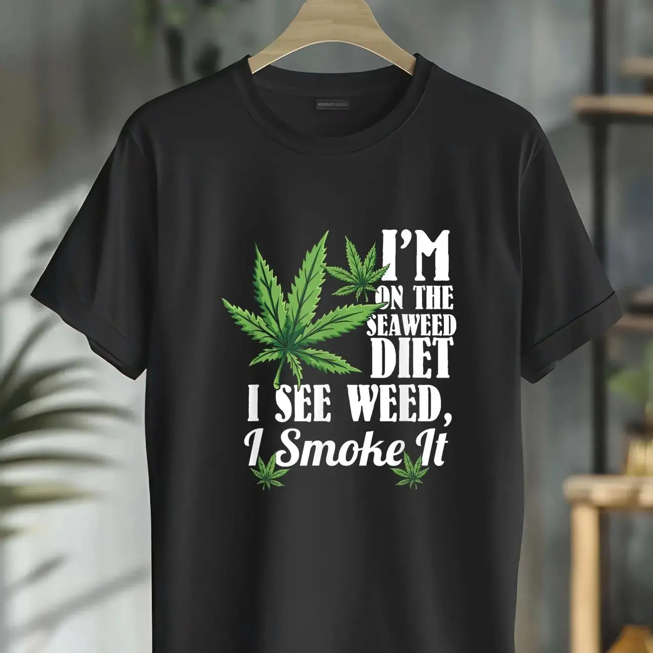 Men's Funny Stoner T-Shirt, 100% Cotton Weed Graphic, Casual Relaxed Fit Short Sleeve Top for Summer