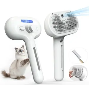 3 in 1 Cat Steam Brush, Pet Steam Brush for Cat Dog Long Short Haired, Pet Spray Hair Removal Comb for Small Animals Shedding & Grooming, Water Mist Spray Brushes with Release Button