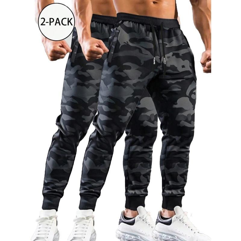 Men's camouflage casual sports pants, simple and versatile long pants suitable for all seasons, featuring pockets and an elastic waistband, breathable material, lightweight pants, loose fit, all-season wear, office casual