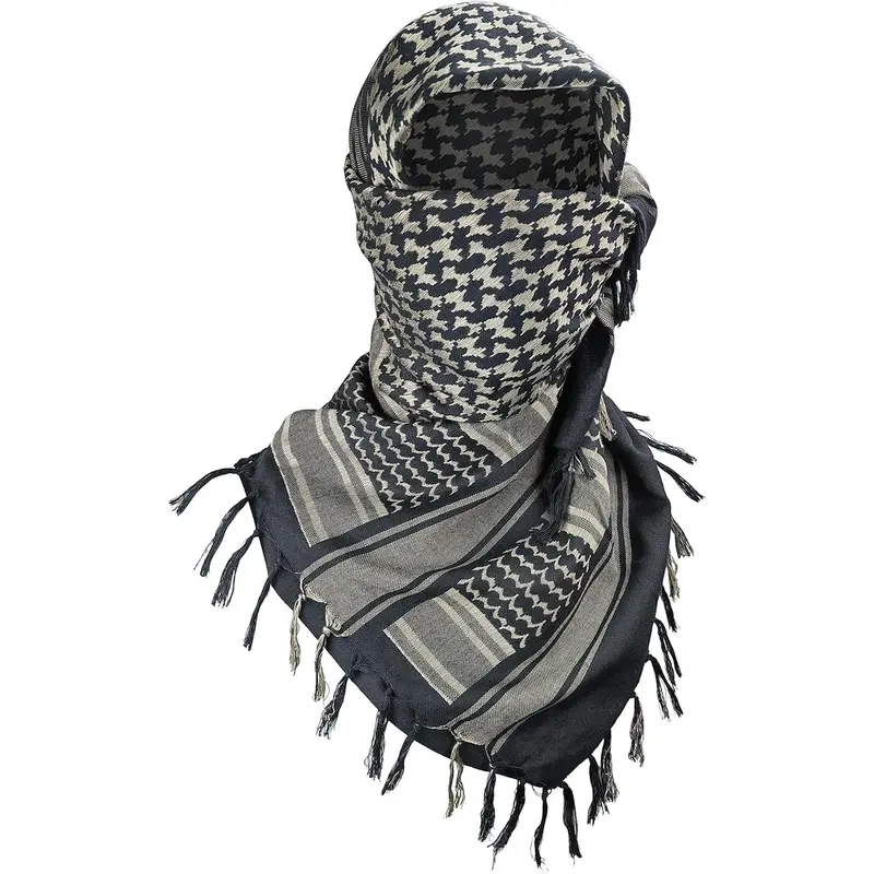Luxns Military Shemagh Tactical Desert Scarf / 100% Cotton Keffiyeh Scarf Wrap for Men And Women