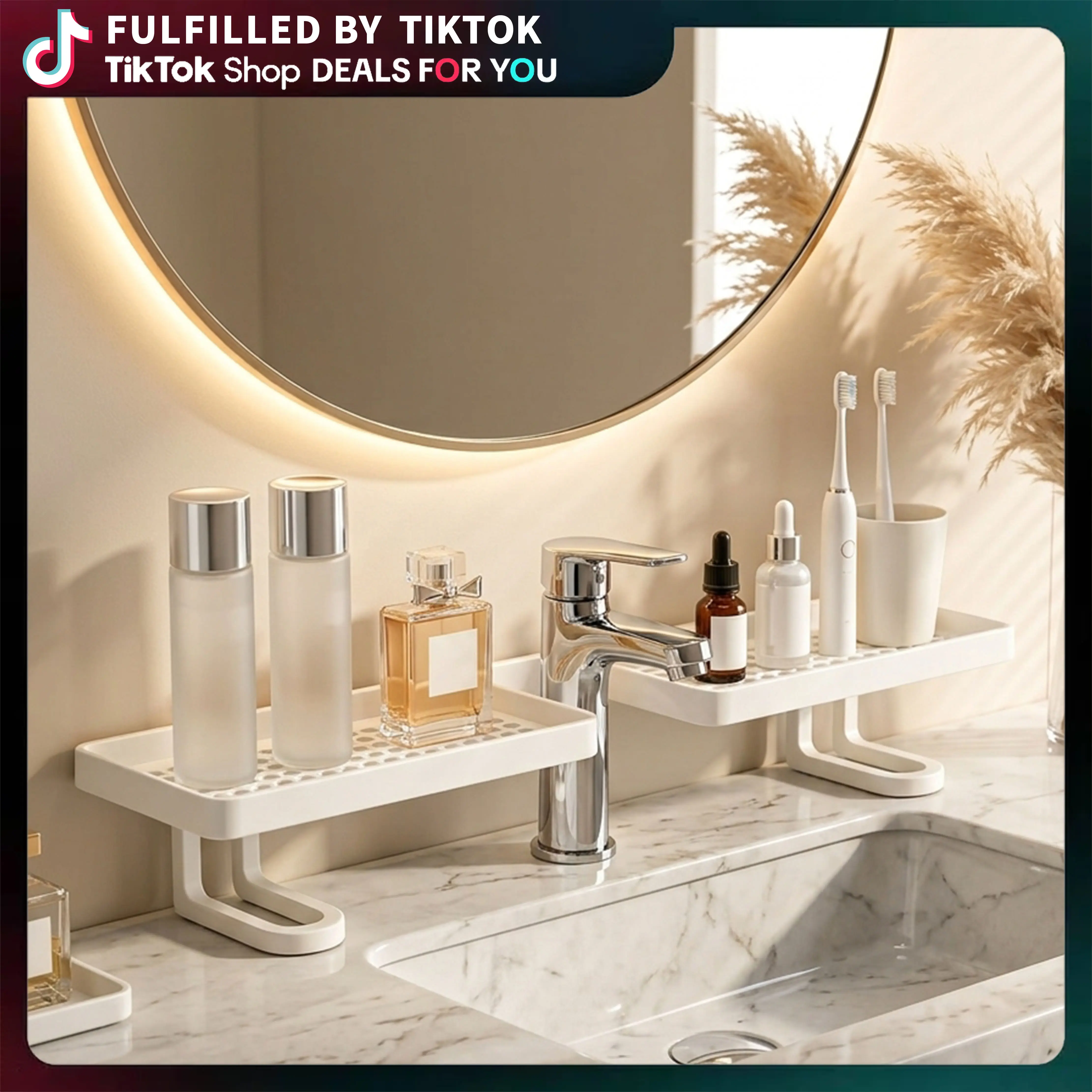 Free Standing Over Sink Faucet Shelf - Rust-Resistant Carbon Steel Over Sink Racks & Displays, No-Drilling Home Organizer for Kitchen Countertops, Sink Organization