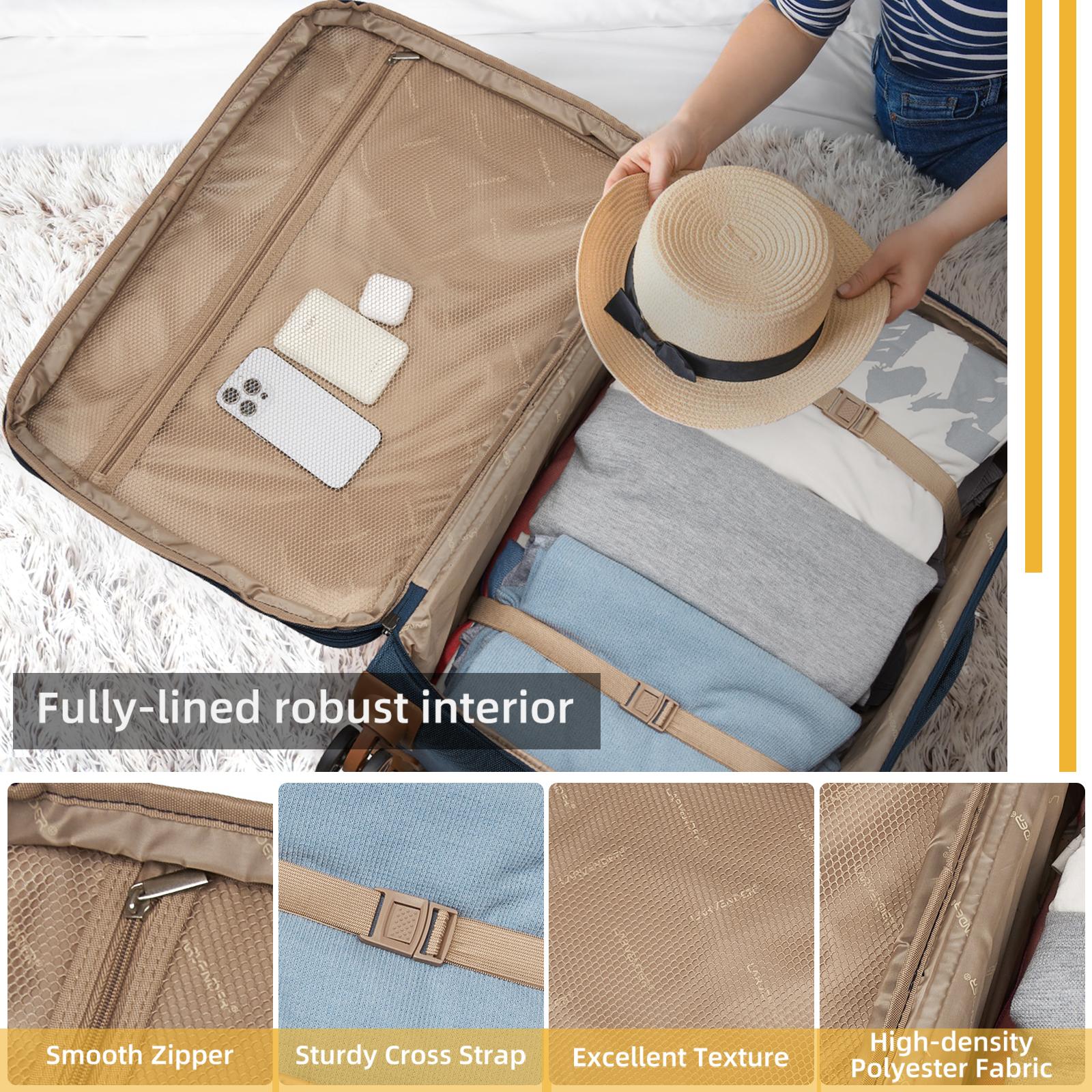 Multi Compartment 4 Piece Expandable Luggage Collection with New Silent Spinner Wheels TSA Locks(16in 20in 24in 28in)