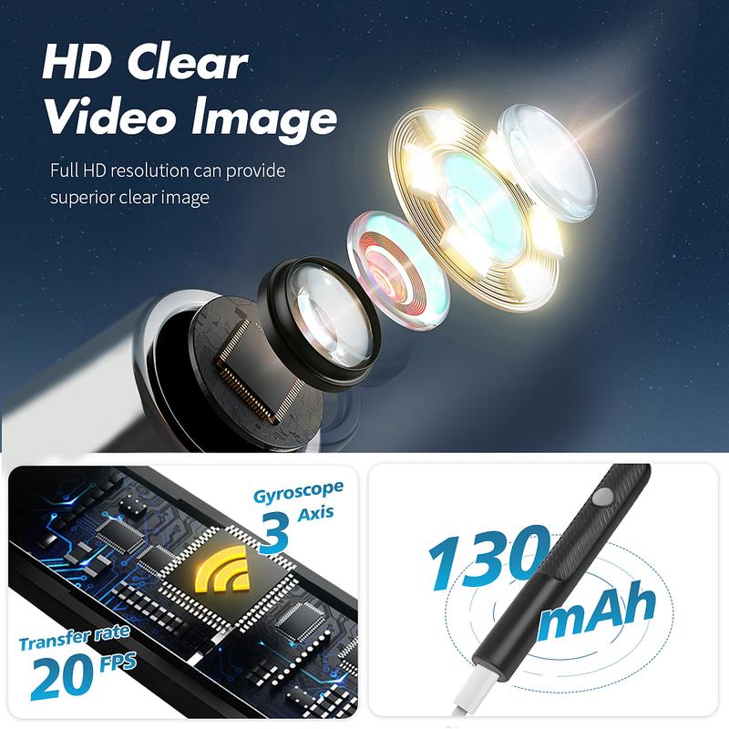 Wax Removal Kit Ear Cleaner with Camera Ear Scope Tweezers Visual Otoscope for Ear Nose Throat Examination Tool Family Use