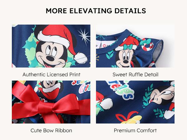 PatPat Disney Baby Girl Dress Mickey & Friends Print with Bow Holiday Outfit for Photos Festive Mickey & Friends Print Dress，easter