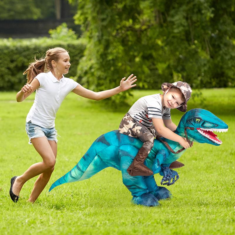 GOOSH Inflatable Dinosaur Costume for Adult Halloween Costume Women Man Funny Blow up Costume for Halloween Party Cosplay Clothing Set