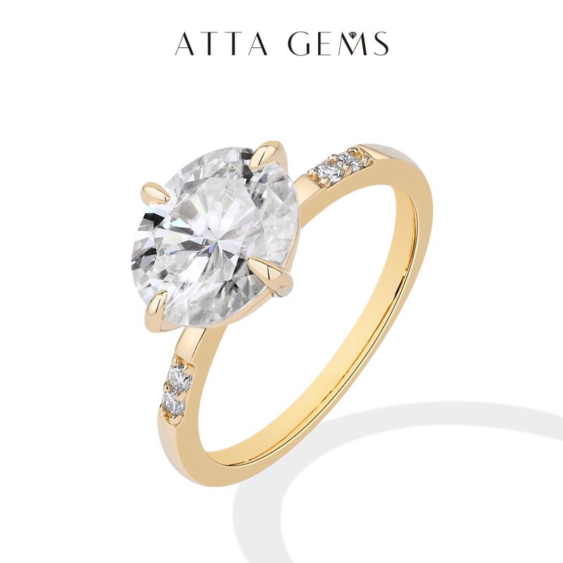 ATTAGEMS D VVS1 Color Oval Cut 3CT Synthetic Moissanite Ring for Women 925 Sterling Silver Classic Engagement Wedding Anniversary Fine Jewelry Gift R288