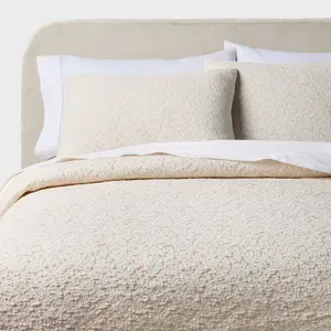 3pc Full/Queen Reversible Lightweight Matelasse Quilt and Shams Set Vine Floral Natural - Threshold