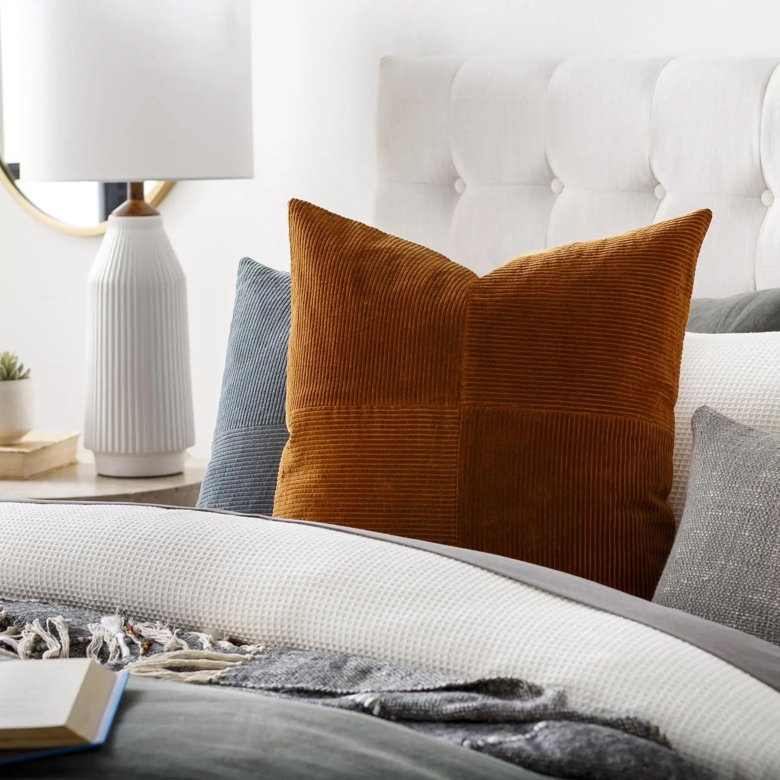 Livabliss Plain Solid Corduroy Cotton Accent Pillow - 18x18, 20x20 Modern Pillow, Spot Clean Only with Mild Detergent, 20 X 20, 100% Cotton Standard Pillows