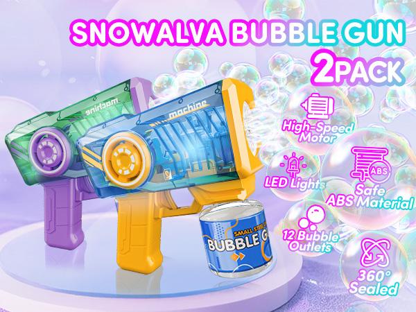 Bubble Machine 2 Pack with Colorful Lights, Automatic Bubble Maker Machine, 12-Hole Bubbles Wands Blaster for Toddlers, Summer Toys, Kids Gifts, Holiday, GiftsSlapable