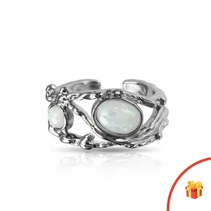 Whimsigoth Iridescent Ring, Organic Flow Adjustable Open Band, Fairycore Enchanted Statement Jewelry, Gift for Her, Mother’s Day