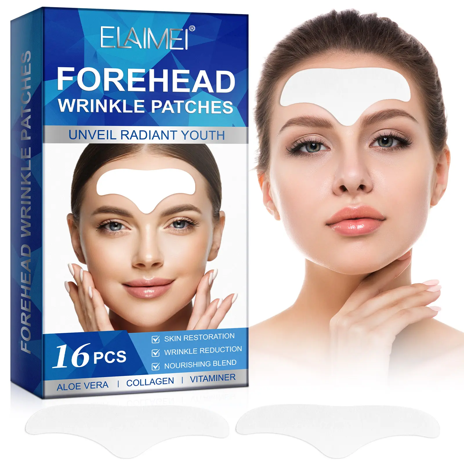 [NEW] ELAIMEI Forehead & Glabella Wrinkle Patches - 16pcs Daily Firming-Lifting Anti-Aging Skincare, Ammonia-Free Peptides, Hyaluronic Acid, Collagen Blend, TikTok Viral Fine Line Smoothing Face Masks