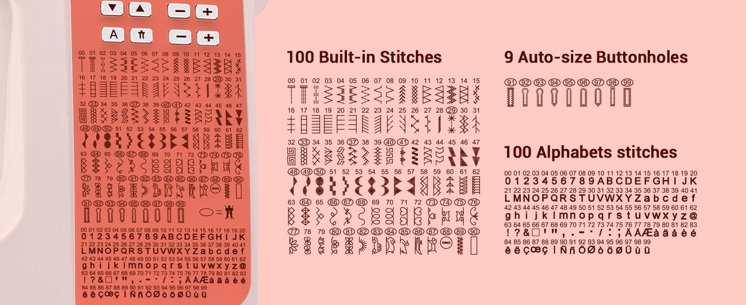 Poolin EOC02RE Computerized Sewing Machine for Beginners with Instruction Manual and Essential Sewing Tools