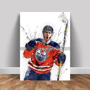 [UNFRAMED] Connor McDavid Goal Celebration Poster, Edmonton Oilers Art, Kids Decor Canvas for Man Cave