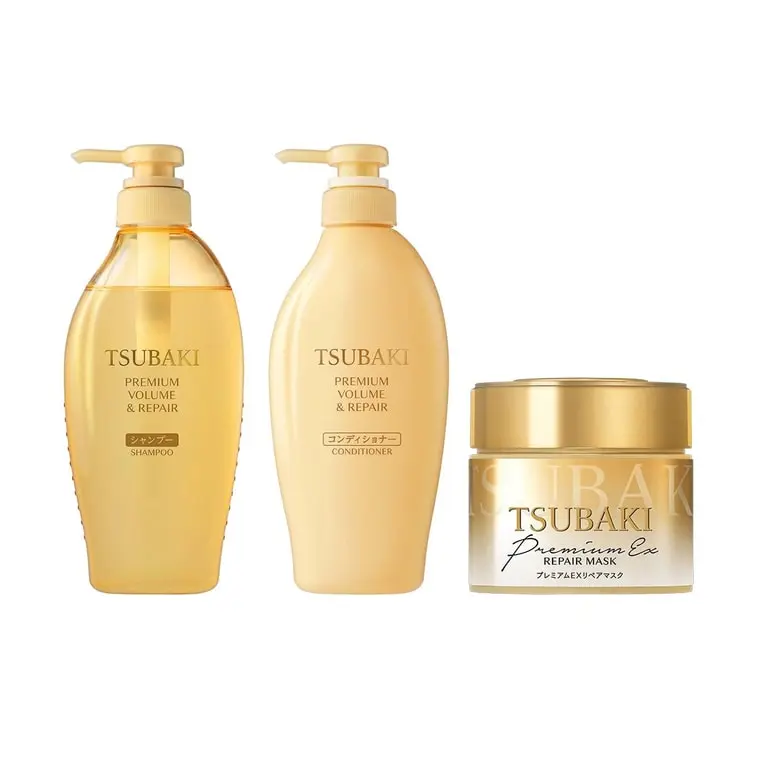 TSUBAKI Golden Hair Mask (180g) + Camellia Premium Moisturizing Shampoo & Conditioner Set (15.22 fl oz x 2) | Salon-Level Care Moisturizer Cleanser Haircare Hydrating Moisture Repair