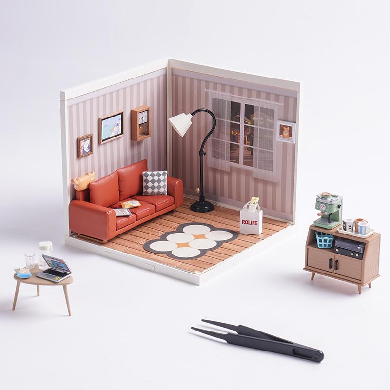 Rolife Cozy Living Lounge DIY Plastic Miniature House DW007