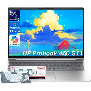 HP ProBook 460 G11 16" Business Laptop, Intel Core Ultra 5 125U,Win 11 Pro with Al Copilot, Wi-Fi 6E, BT, RJ-45, Wolf Security, G255 Pro Kit (8GB/16GB/32GB DDR5 | 256MB/512MB/1TB/2TB SSD)