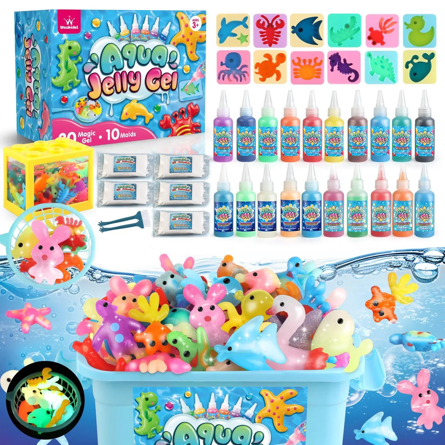 Magic Water Elf Toy Kit with Magic Gels and Molds - Imaginative DIY STEM Toy, Christmas Gift, Birthday Favor, Family-Friendly Activity