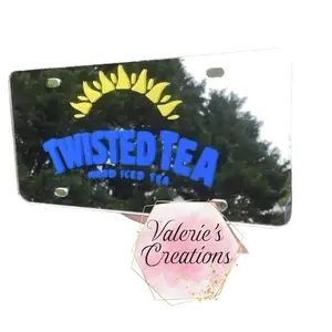 Twisted Hard Iced Tea Chrome License Plate 3MM Thick