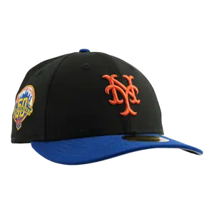 New Era 59Fifty MLB New York Mets 50th Anniversary Low Profile Fitted Hat Black/Royal