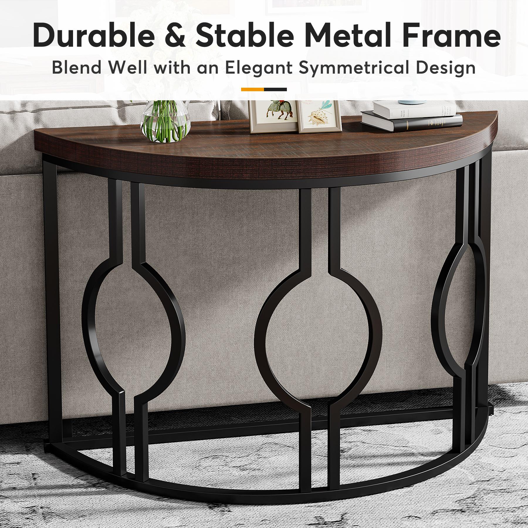 Tribesigns Industrial 43 Inch Half Moon Console Table for Entryway