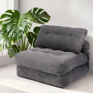 Folding Sofa Bed, Convertible Sleeper Chair with Pillow Foldable Mattress with Back Support, Portable Fold Out Chair Bed Comfy Floor Sofa Lounge for Living Room Bedroom - Dark Grey - Single