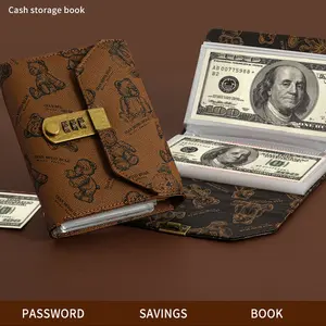 2026 High-End Tri-Fold Combination Lock Cash Savings Book, 50 Pages Holding up to 100 Banknotes, Portable Financial Organizer, Bill Organizer Planner.
