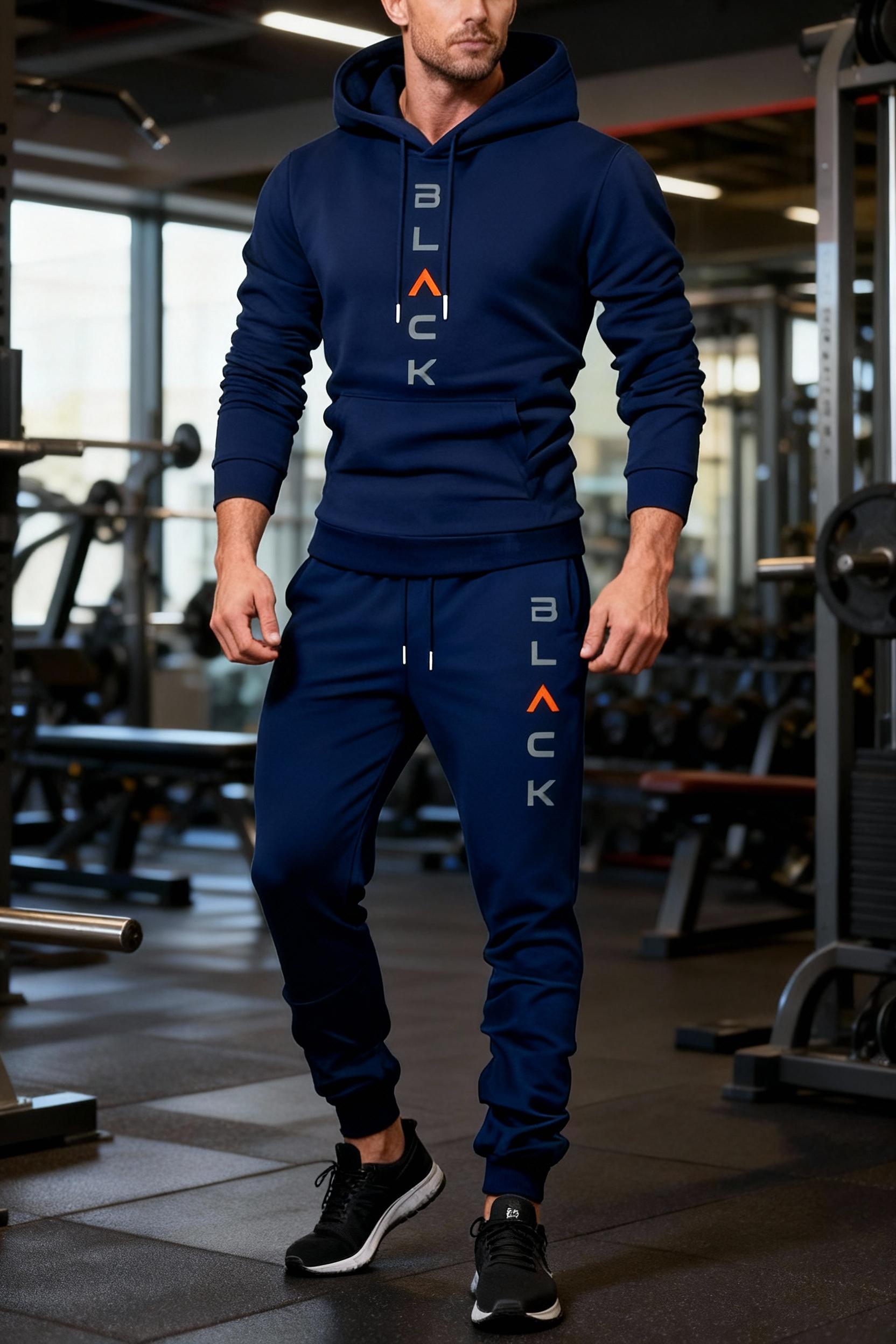 Men's hooded sports shirt and pants set, casual long-sleeve pullover with pocket design, perfect for everyday wear and extremely comfortable