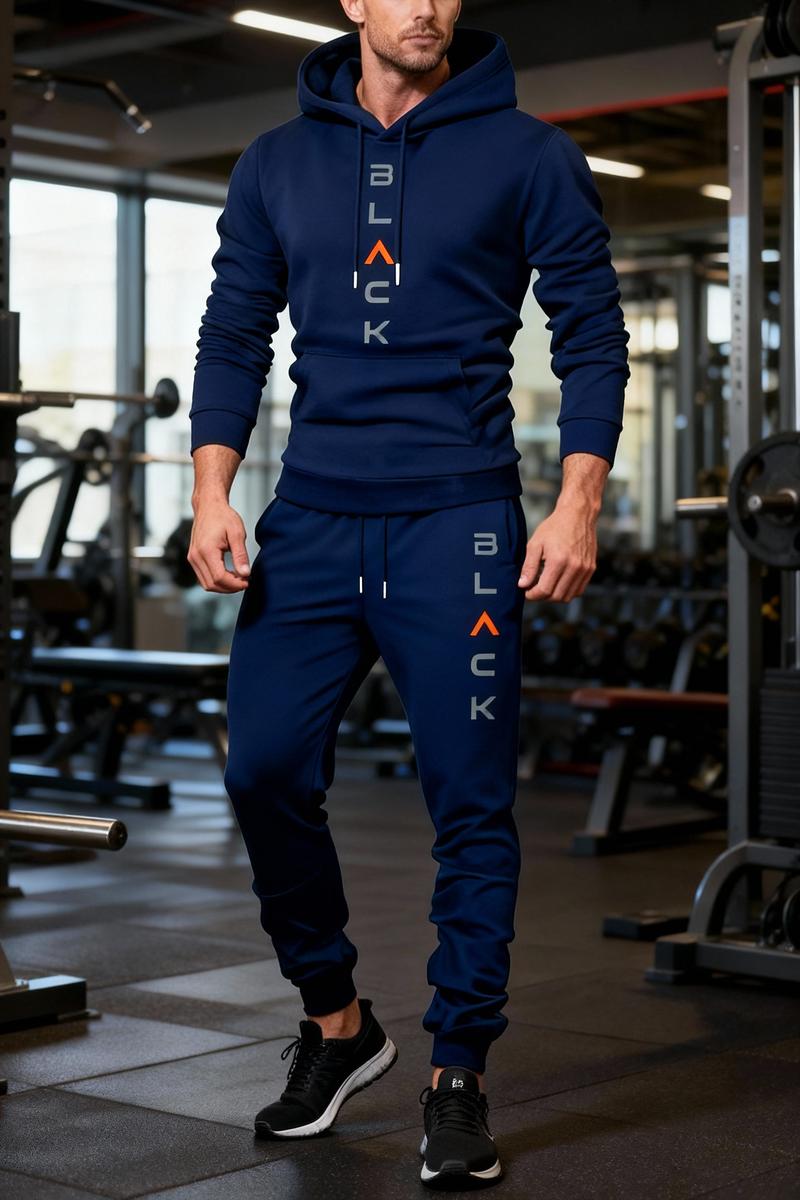 Men's hooded sports shirt and pants set, casual long-sleeve pullover with pocket design, perfect for everyday wear and extremely comfortable