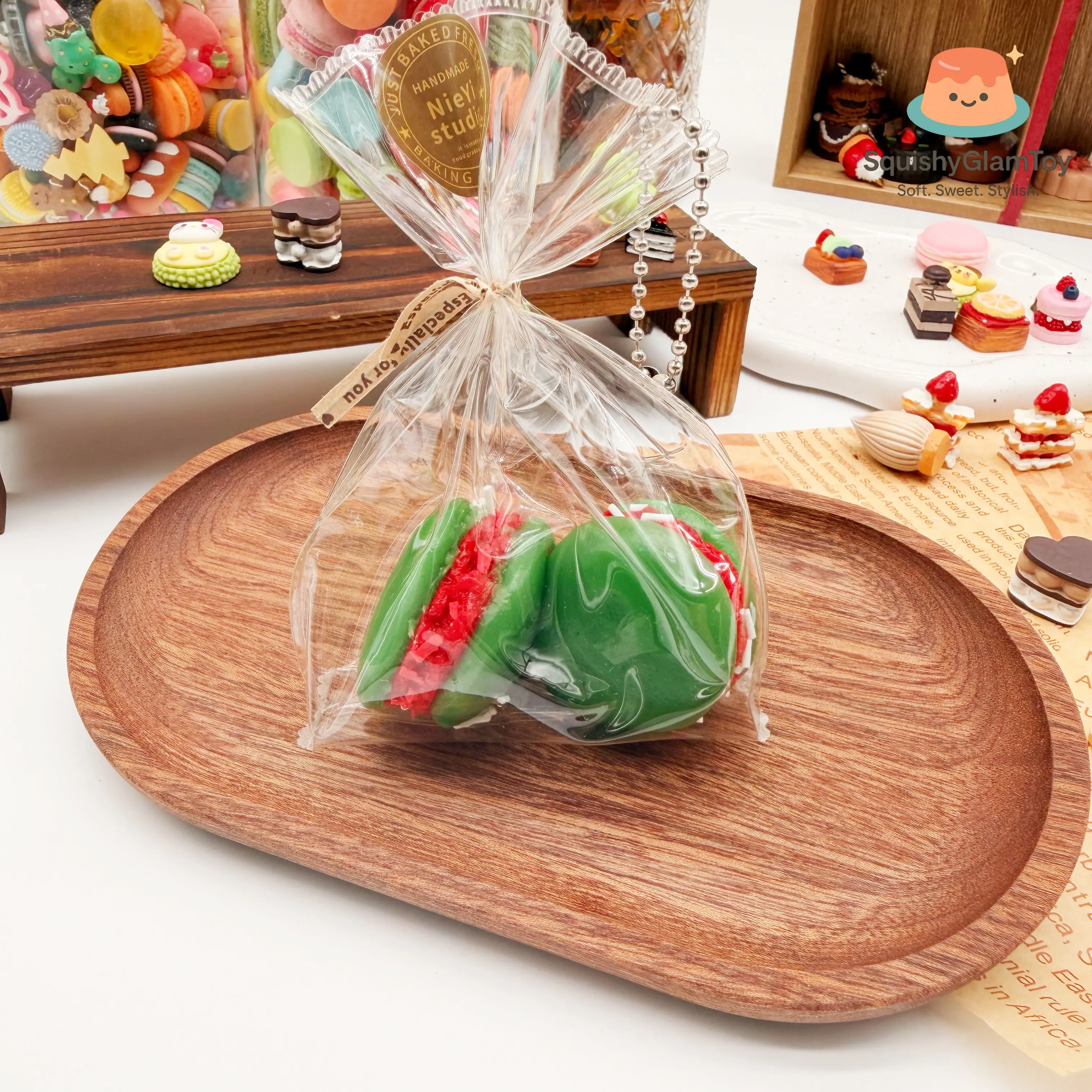 SquishyGlamToy Christmas Macaron Squishy Bag Holiday Macaron Set | Festive Red & Green | Candy Bag Style | Taba Squishy | Soft Slow Rising