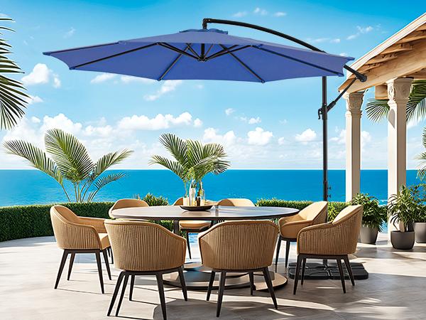 9.8FT Offset Hanging Cantilever Patio Umbrella – Outdoor Sun Shade with Easy Tilt, 8 Ribs UV Protection