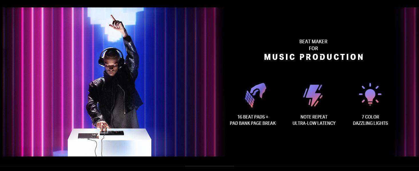 Donner MIDI Pad Beat Maker with 16 Beat Pads, 2 Assignable Fader & Knobs and Music Production Software Included, USB MIDI Pad Controller STARRYPAD with 40 Free Courses Donner MIDI Pad Beat Maker with 16 Beat Pads, 2 Assignable Fader & Knobs and Music Production Software Included, USB MIDI Pad Controller STARRYPAD with 40 Free Courses