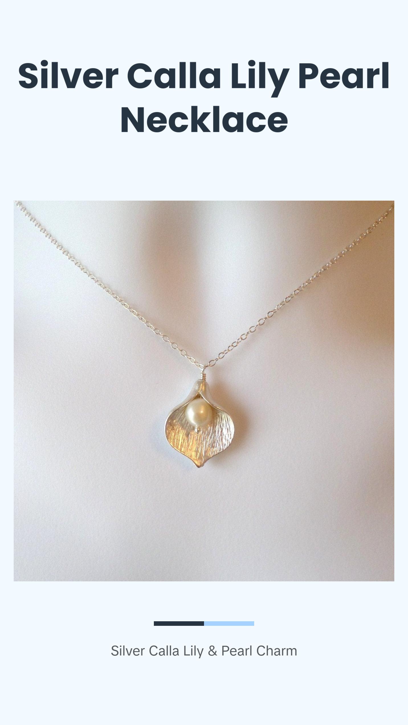 Calla Lily Necklace - Silver Calla Lily and Freshwater Pearl Necklace - Cream Pearl Necklace - Flower Necklace - Christmas Gift