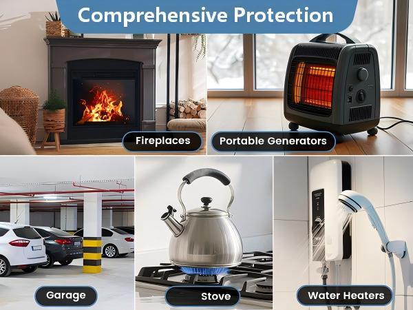 4-in-1 Portable Smart Detectors, Air Sensors with Temp & Humidity Display for Home, RV & Travel