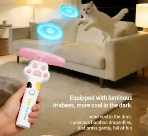 Premium Electric Cat Teaser Wand: Solar Self-Charging Luminous Bamboo Dragonfly Flying Disc