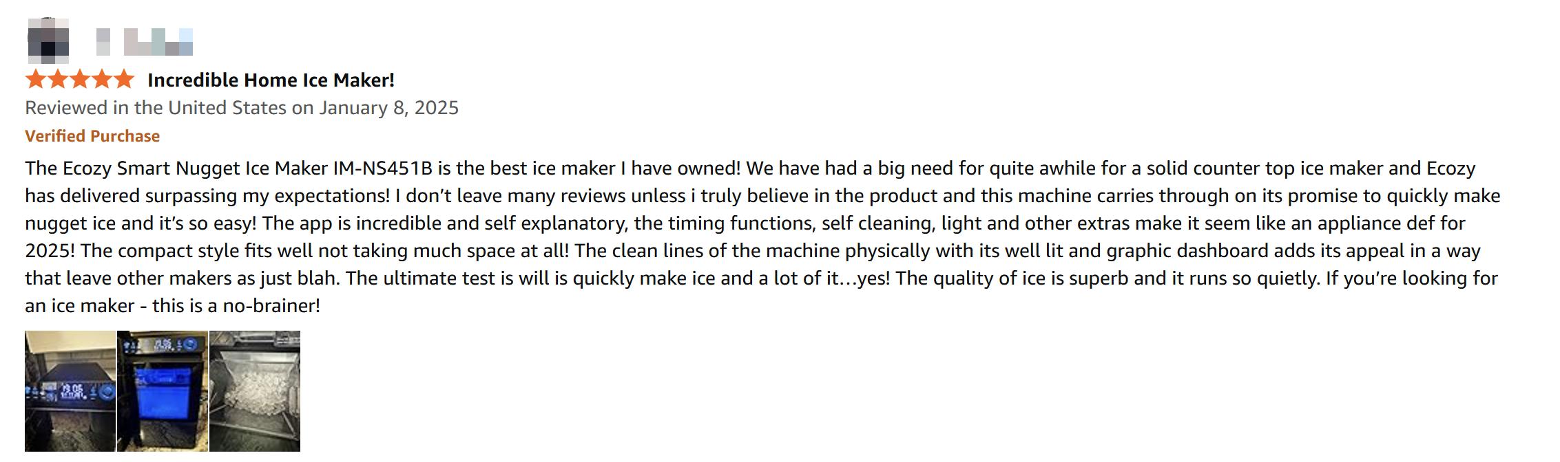 ecozy WiFi Smart Nugget Ice Maker Countertop, Full-Color Smart Panel Ice Machine, 44 lbs/Day, Pull-Out Water Tank, Self-Cleaning